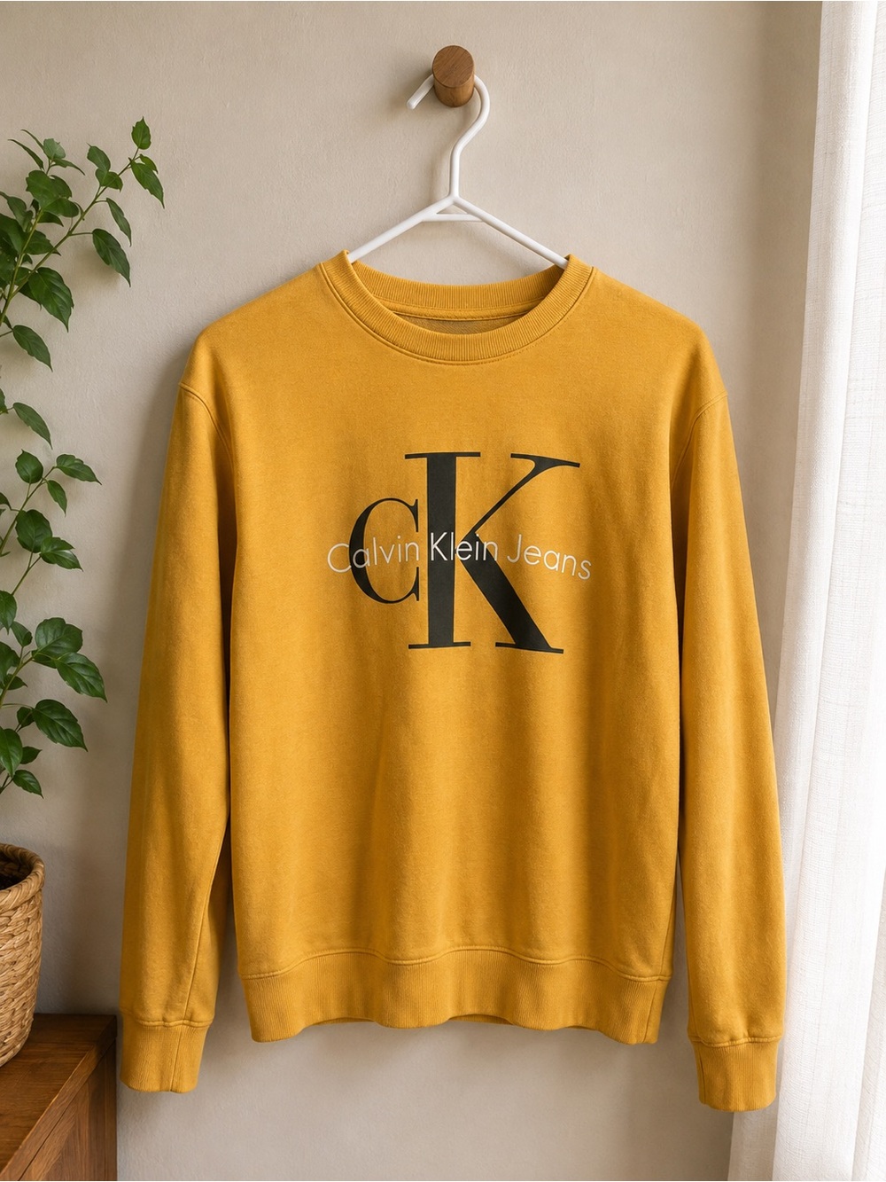 Calvin Klein Jeans Medium Mustard Yellow CK Logo Crewneck Sweatshirt